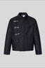 Washed Denim Toggle Closure Workwear Jacket