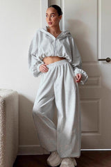 Casual Loose Fit Hoodie Cinched Waist Jogger Pants Set