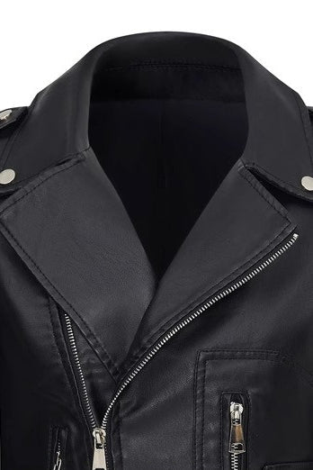 Short PU Leather Zip Jacket