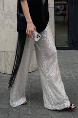 Sequin Wide Leg Loose Casual Pants