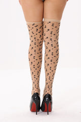 Retro Leopard Print Jacquard Sheer Thigh-High Stockings