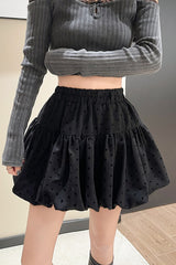 Polka Dot Black Belted Tulle Mini Skirt
