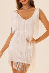 Plus Size Sleeveless Tassel Mini Dress