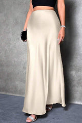 Silky Solid High Waist Satin Maxi Skirt