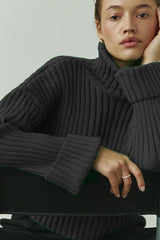 Striped Turtleneck Bell Sleeve Sweater