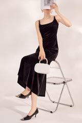 Sexy Velvet Strappy Backless Maxi Dress
