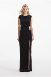 Cut Out Velvet Bodycon Party Dress