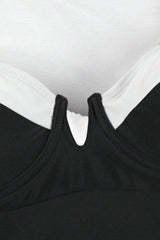 Retro Colorblock Halter Backless One Piece Swimwear