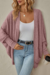 Solid Color Mid Length Cardigan S / Pink