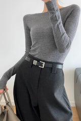 Fine Gauge Wool Ripple Stitch Knit Top