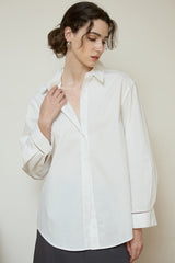 Long Sleeve Cotton Lapel Collar Blouse