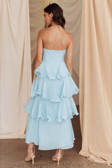 Sexy Slim Fit Strapless Backless Ruffled Prom Dress