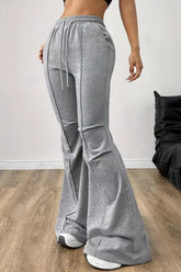 Solid Color Flare Casual Sweat Pants