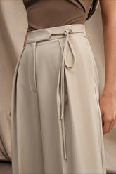 Casual High Waist Tie Wide Leg Long Pants