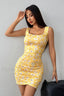 Daisy Print Strappy Sexy Pure Desire Floral Dress Yellow / S