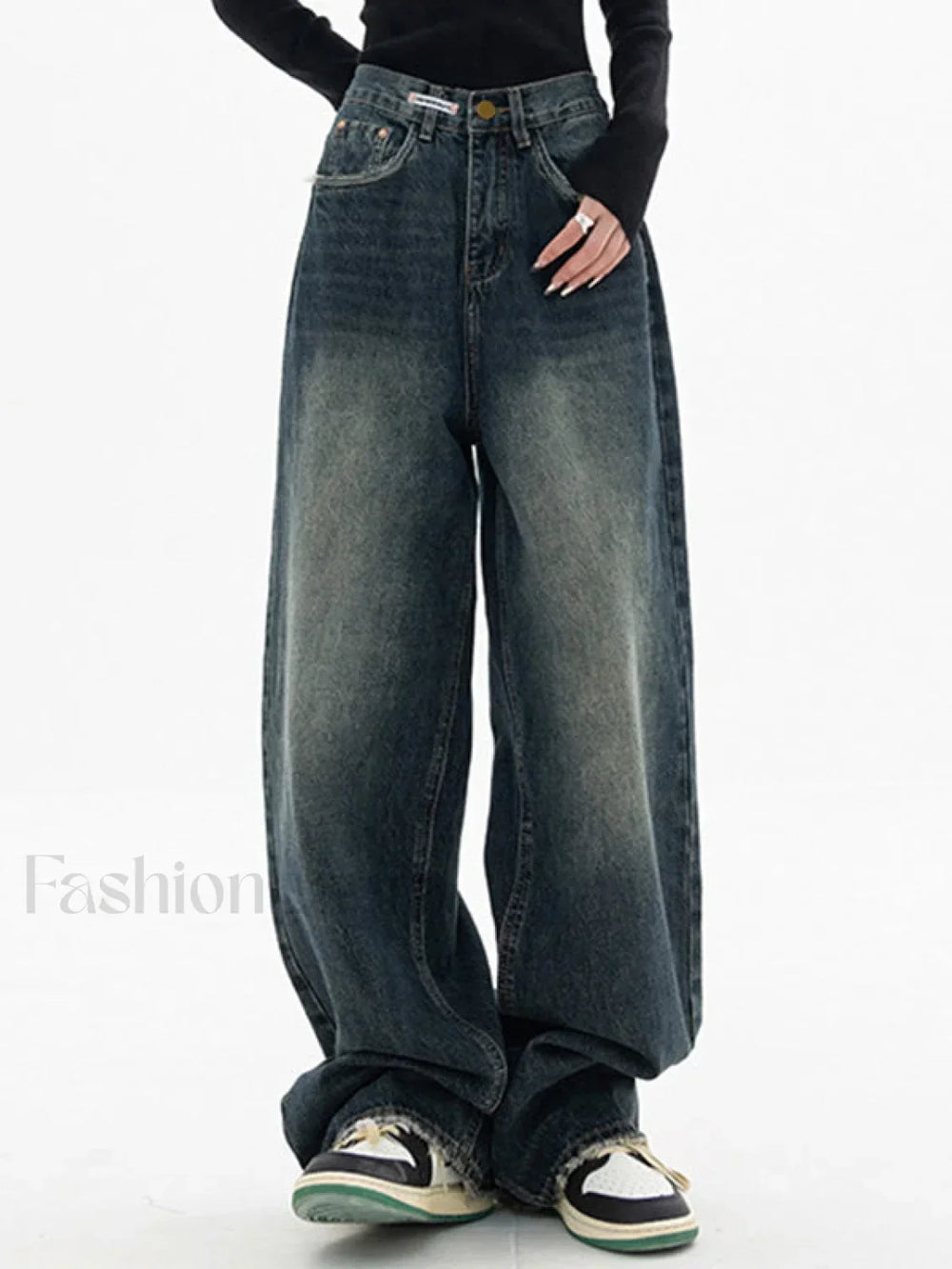 Dark Wash Vintage Baggy Boyfriend Jeans Boyfriend Jeans