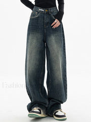 Dark Wash Vintage Baggy Boyfriend Jeans Boyfriend Jeans
