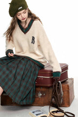 Soft Mohair V Neck Pullover Sweater