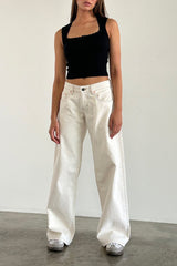 Vintage Low Rise Washed Straight Jeans