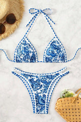 Halter Tie Back Paisley Print Bikini Set