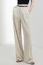 Linen High Waist Stripe Narrow Wide Leg Pants