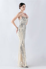 Boned Sequin Embroidered Formal Dress