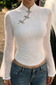 Chinese Knot Sheer Lace Bell Sleeve Blouse