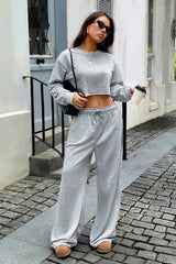 Cozy Long Sleeve Crewneck Sweatshirt Straight Pants Set
