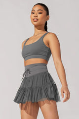 Pleated Tie High Waist Short Skirt