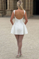 Solid Sleeveless Backless Bodycon Cocktail Dress