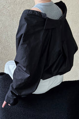 Off Shoulder Structured Peplum Mock Two Piece Blouse