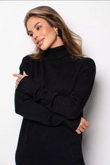 Loose Turtleneck Sweater Dress S / Black
