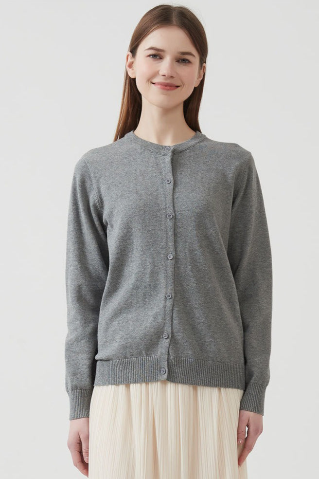 Cotton Round Neck Cardigan
