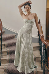 Dainty Lace Spaghetti Strap Tie Waist Prom Dress