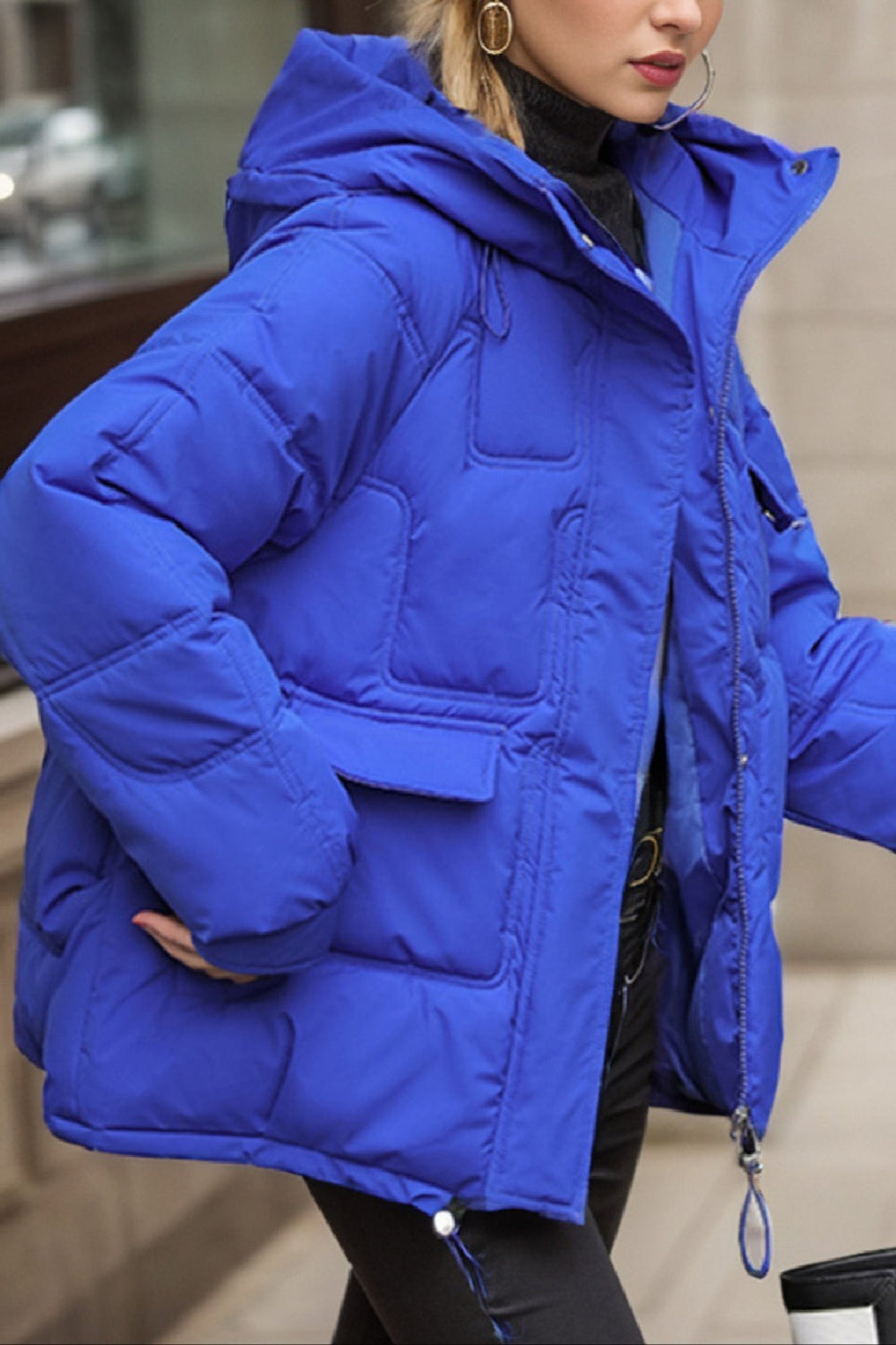 Cropped Insulated Cargo Puffer Jacket
