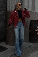 Washed Low Waist Straight Leg Jeans