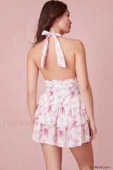 Deanna Floral Stylish Halter Dress