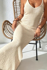 Hollow Out Sheer Split Cami Knit Sweater Dress