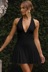 Deep V Neck Halter Waist Sexy Hottie Mini Dress