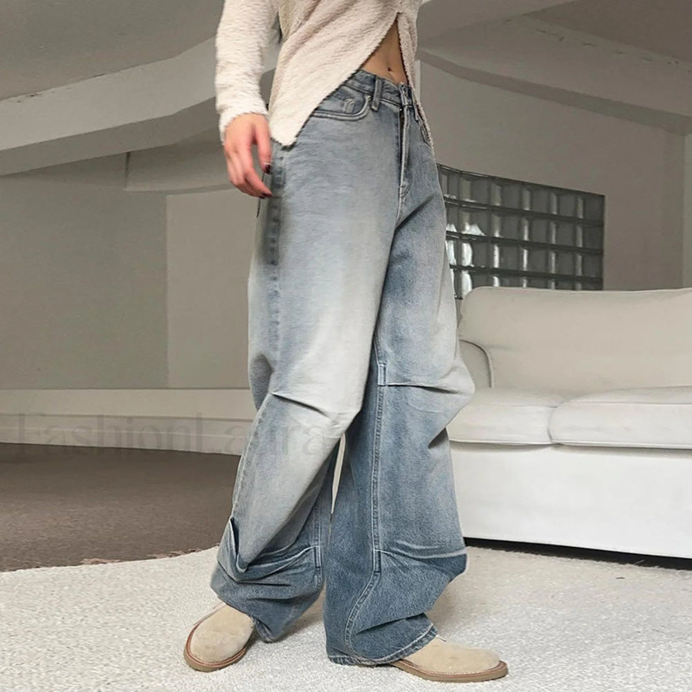 Denim Blue Graceful Baggy Boyfriend Jeans women clothing