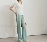 Denim Wide Leg Pants T Shirt White / S