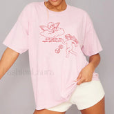 Devils Roll The Dice Cute Cartoon Vintage T Shirt Pink / S