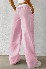 Stripe Plaid Pattern Knit Pants