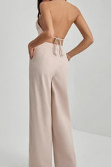Lace Up Open Back Two Piece Vest Pants Set