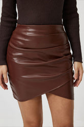 PU Leather A-Line Bodycon Mini Skirt