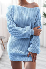 Casual Knit Off Shoulder Sweater Dress