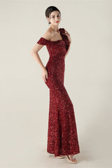 Draped One Shoulder Ruffle Formal Dress