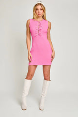 Sleeveless Bow Cutout Knit Sweater Dress
