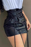 Lace-Up High Waist Leather Skirt