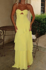 Chic Strapless Layered Elegant Prom Dress